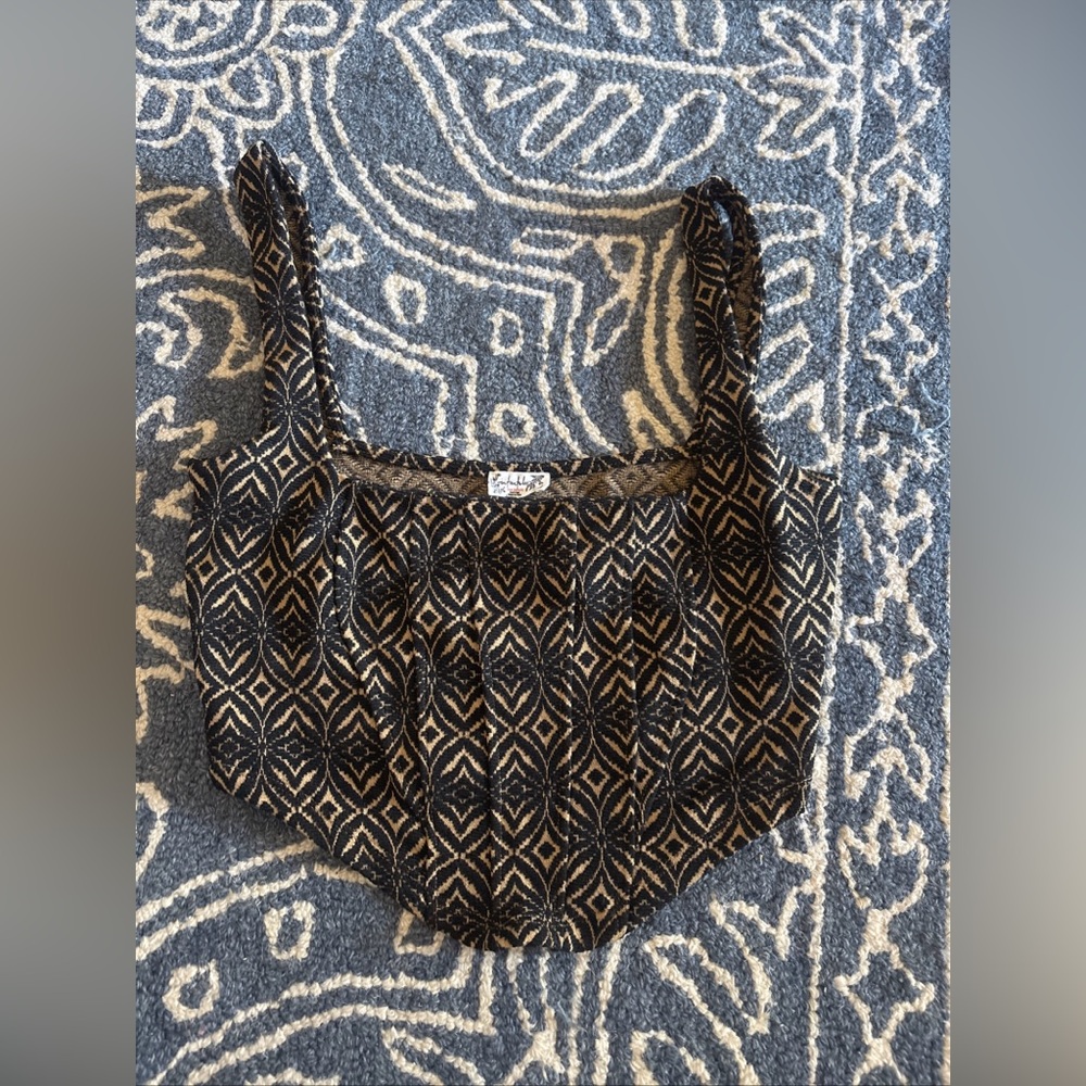 Free People Black and Tan Patterned Tank Top